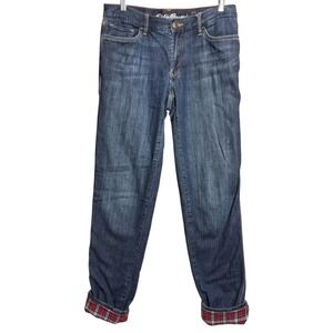Eddie Bauer Womens Mid rise CottonFlannel Lined Straight Leg Boyfriend Jeans 6T